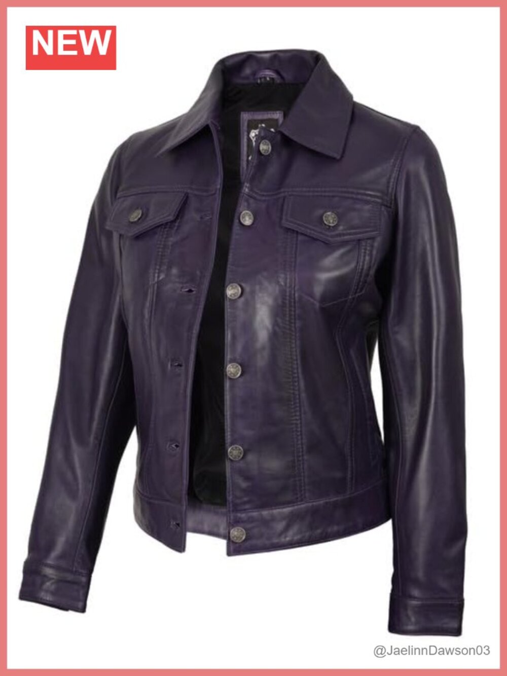 Real Lambskin Trucker Leather Jacket Button Closure Regular Fit